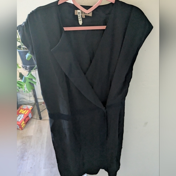 Jigsaw Black Wrap Dress with Satin Waistband – Size L - Picture 1 of 5